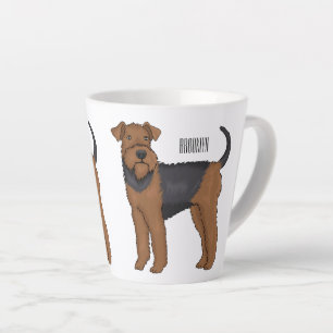 Airedale Terrier Hund Cartoon Illustration Milchtasse