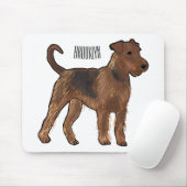 Airedale Terrier Hund Cartoon Illustration Mousepad (Mit Mouse)