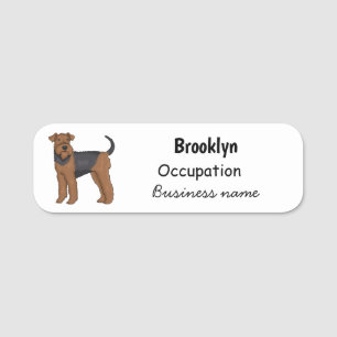 Airedale Terrier Hund Cartoon Illustration Namensschild