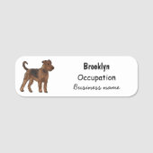 Airedale Terrier Hund Cartoon Illustration Namensschild (Vorderseite)