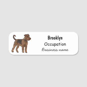 Airedale Terrier Hund Cartoon Illustration Namensschild