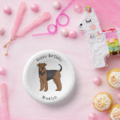 Airedale Terrier Hund Cartoon Illustration Pappteller (Party)