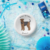 Airedale Terrier Hund Cartoon Illustration Pappteller (Party)