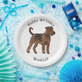 Airedale Terrier Hund Cartoon Illustration Pappteller (Party)