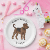 Airedale Terrier Hund Cartoon Illustration Pappteller (Party)