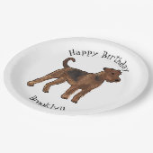 Airedale Terrier Hund Cartoon Illustration Pappteller (Schrägansicht)