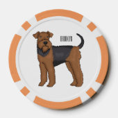 Airedale Terrier Hund Cartoon Illustration Pokerchips (Rückseite)