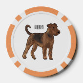 Airedale Terrier Hund Cartoon Illustration Pokerchips (Rückseite)