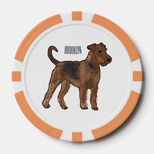 Airedale Terrier Hund Cartoon Illustration Pokerchips (Vorderseite)