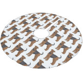 Airedale Terrier Hund Cartoon Illustration Polyester Weihnachtsbaumdecke (Schrägansicht)