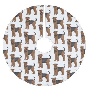 Airedale Terrier Hund Cartoon Illustration Polyester Weihnachtsbaumdecke