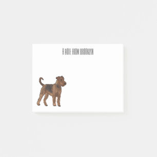 Airedale Terrier Hund Cartoon Illustration Post-it Klebezettel