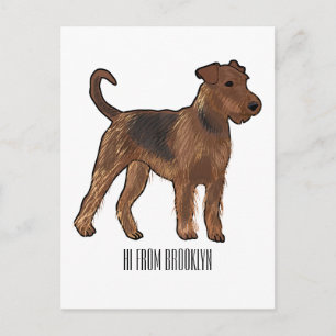 Airedale Terrier Hund Cartoon Illustration Postkarte