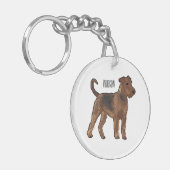 Airedale Terrier Hund Cartoon Illustration Schlüsselanhänger (Vorderseite links)