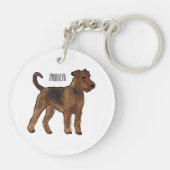 Airedale Terrier Hund Cartoon Illustration Schlüsselanhänger (Rückseite)