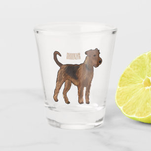 Airedale Terrier Hund Cartoon Illustration Schnapsglas