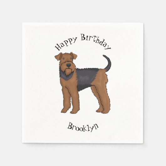 Airedale Terrier Hund Cartoon Illustration Serviette (Vorderseite)
