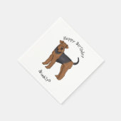 Airedale Terrier Hund Cartoon Illustration Serviette (Ecke)