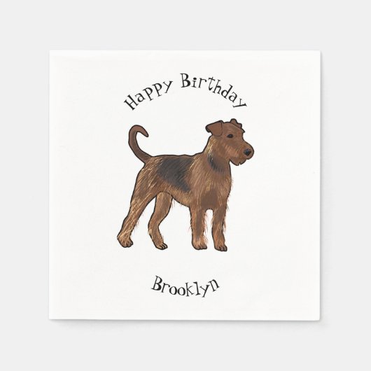 Airedale Terrier Hund Cartoon Illustration Serviette (Vorderseite)