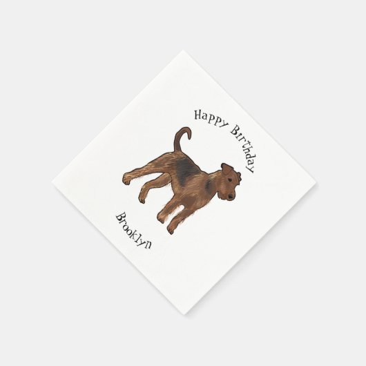 Airedale Terrier Hund Cartoon Illustration Serviette (Ecke)