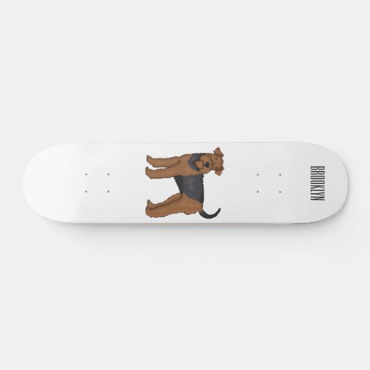 Airedale Terrier Hund Cartoon Illustration Skateboard (Horizontal)
