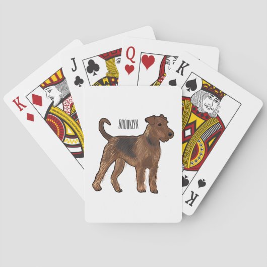 Airedale Terrier Hund Cartoon Illustration Spielkarten (Rückseite)