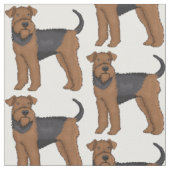 Airedale Terrier Hund Cartoon Illustration Stoff (Nahaufnahme)