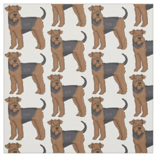 Airedale Terrier Hund Cartoon Illustration Stoff