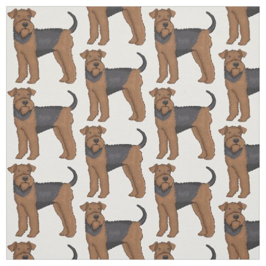 Airedale Terrier Hund Cartoon Illustration Stoff (Muster)