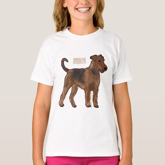 Airedale Terrier Hund Cartoon Illustration T-Shirt (Vorderseite)