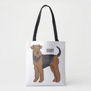 Airedale Terrier Hund Cartoon Illustration Tasche