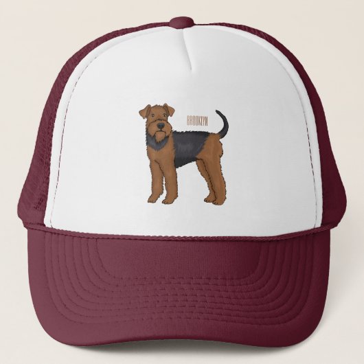 Airedale Terrier Hund Cartoon Illustration Truckerkappe (Vorderseite)