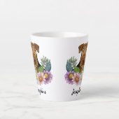 Airedale Terrier Hund farbenfrohe Blume und Name Milchtasse (Vorderseite)