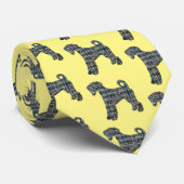 Airedale Terrier Hund Gelbe und blaue Krawatte (Gerollt)