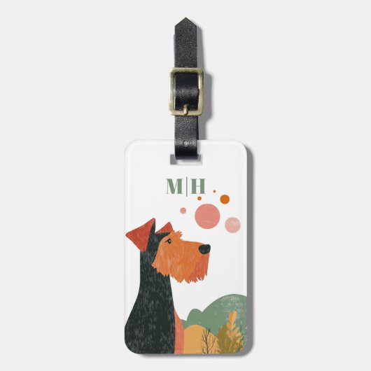 Airedale Terrier Hund Gepäckanhänger (Vorderseite vertikal)