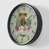 Airedale Terrier Hund Kopf mit Blume und Name Uhr (Winkel)