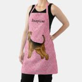 Airedale Terrier Hund Liebe Rosa Herzen und Name Schürze (InSitu)