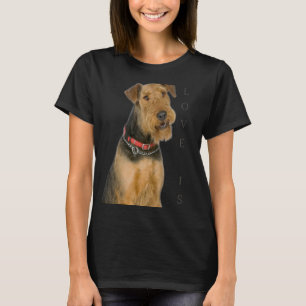 Airedale Terrier Hund Mama Vater Liebe Welpe Katze T-Shirt