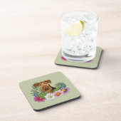 Airedale Terrier Hund mit bunten Blume grün Getränkeuntersetzer (Rechte Seite)