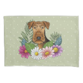 Airedale Terrier Hund mit bunten Blume grün Kissenbezug (Vorderseite-Links)