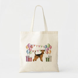 Airedale Terrier Hund mit Pastellfarben Geburtstag Tragetasche