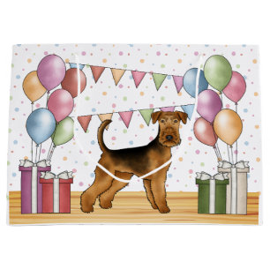 Airedale Terrier Hund mit Pastellfarben zum Geburt Große Geschenktüte