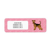 Airedale Terrier Hund mit rosa Herzen und Text (Vorne)