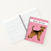 Airedale Terrier Hund mit rosa Herzen und Text Notizblock (Innenseite)
