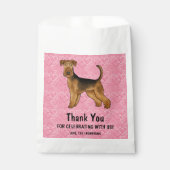 Airedale Terrier Hund mit rosa Herzen Vielen Dank Geschenktütchen (Vorderseite)