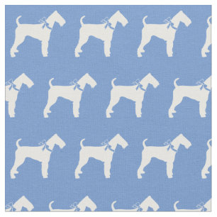Airedale Terrier Hund Silhouette Haustier Hellblau Stoff