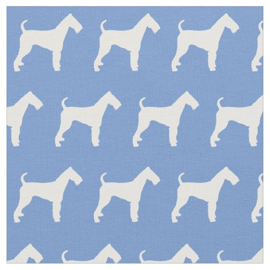 Airedale Terrier Hund Silhouette Pet Light Blue Stoff (Nahaufnahme)
