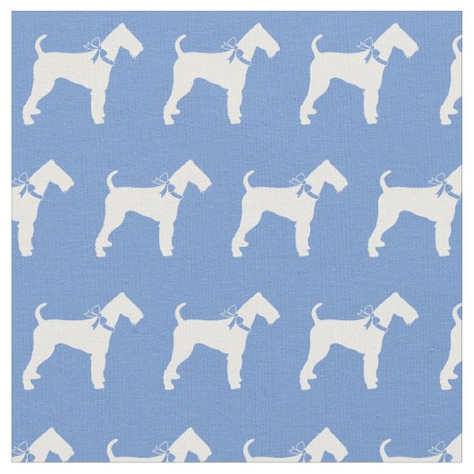 Airedale Terrier Hund Silhouette Pet Light Blue Stoff (Nahaufnahme)