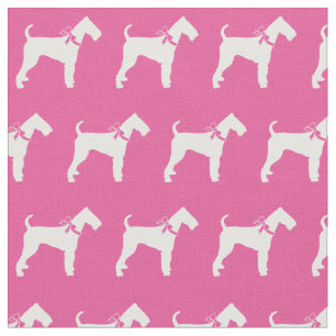 Airedale Terrier Hund Silhouette Pink Stoff