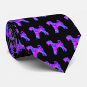 Airedale Terrier Hund Silhouette Rosa & Blau Schwa Krawatte (Gerollt)